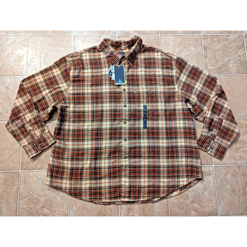 New GH Bass & Co sz 2XL Flannel Shirt multi color plaid print ls buttons 3530